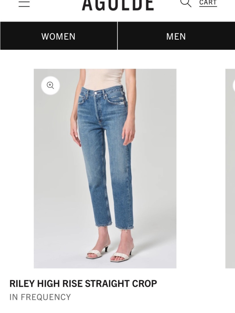Agolde Riley High Rise Straight Crop Jeans - Light Blue Wash